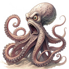 A captivating and detailed illustration of an octopus, showcasing its intricate tentacles and fluid movement in the underwater world