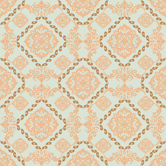 seamless damask pattern. Peach Victorian Damask Luxury Decorative Fabric Pattern.