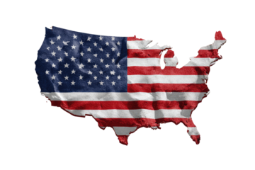 US map shaped like a tattered flag