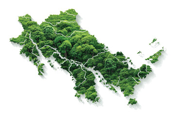 Green forest map of an island