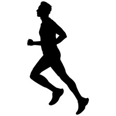 Sport and Health Concept Vector of Running Man in Silhouette, Editable EPS File, Black Icon Isolated on White for Fitness Projects