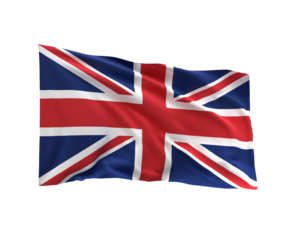 UK Flag Waving Proudly: The iconic United Kingdom flag billows elegantly, showcasing its rich colors and symbolic design with grace.