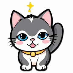 Obraz premium Kawaii cat with Sparkling Eyes
