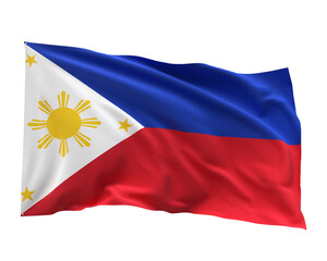 Philippine Flag: A vibrant Philippine flag gracefully waves in a display of patriotism, representing the nation's identity and cultural heritage.