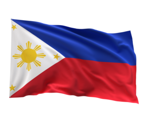 Philippine Flag: A vibrant Philippine flag gracefully waves in a display of patriotism, representing the nation's identity and cultural heritage.