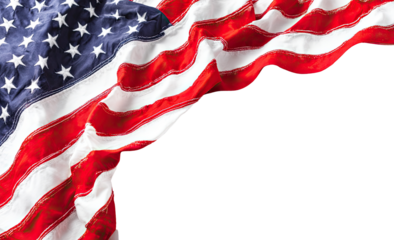 American flag draped, black background