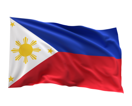 Philippine Flag: A vibrant Philippine flag gracefully waves in a display of patriotism, representing the nation's identity and cultural heritage.