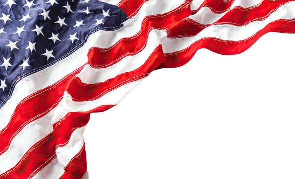 American flag draped, black background