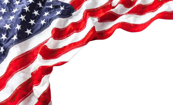 American flag draped, black background
