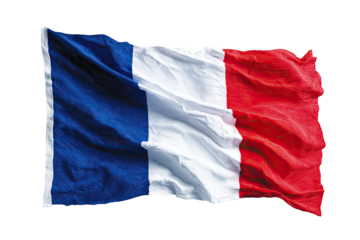 French flag, waving in the wind, with a textured surface