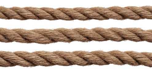 Close-up of three parallel brown ropes