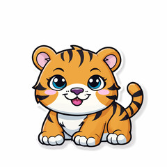 Kawaii tiger with Sparkling Eyes