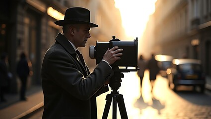 World Photography Day Tribute – Vintage Street Photographer with Retro Camera