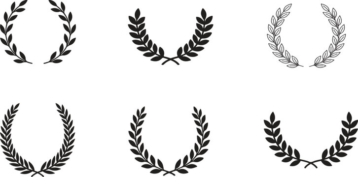 laurel wreath Silhouette bundle vector icon