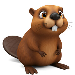 Naklejka premium Adorable brown beaver with large front teeth cartoon mascot style
