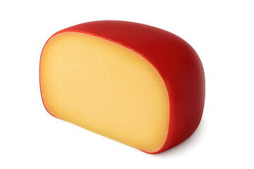 Red waxed cheese with transparent background showing delicious texture