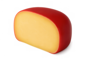 Red waxed cheese with transparent background showing delicious texture