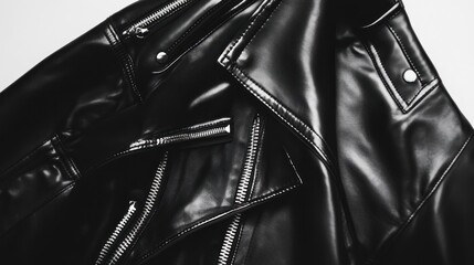 Sleek Black Leather Jacket: A Close-Up