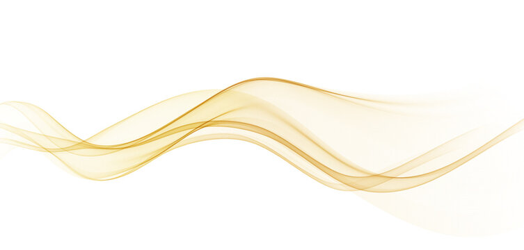 Soft Gold Gradient Transparent Wave Background. Colorful Flowing Wavy Smoke Lines isolated on white background. Vector illustration