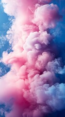 Fototapeta premium Pink and Blue Smoke Flowing on Sky Background Abstract