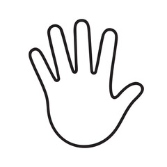 Obraz premium Black outline of an open hand with fingers spread drawing black and white