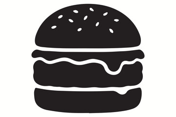 Minimalist Burger Illustration with Dripping Sauce Silhouette of a Classic Fast Food Item Simple and Modern Graphic