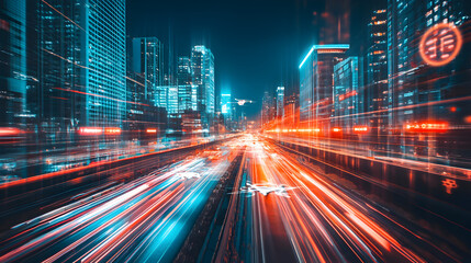 Obraz premium Night city highway motion blur