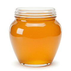 Golden honey jar container with sweet natural organic food product