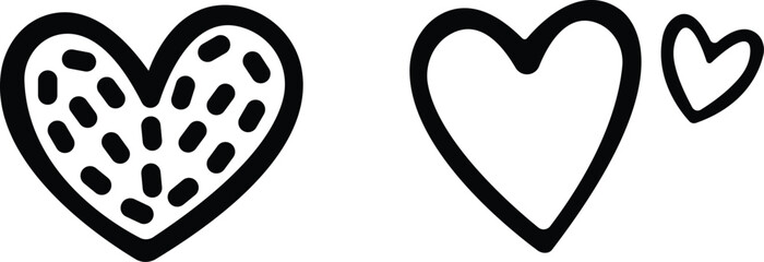 Art & IllustrationHeart icon set.Collection of heart illustration with different style. Heart shape Isolated on white background.A flat color heart set icon editable. Grunge rough brush stroke romance