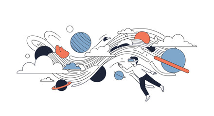 Obraz premium Exploring the vast universe through immersive virtual reality experiences expanding human perception