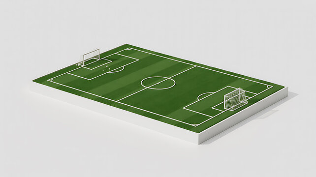 Miniature soccer field with white border and goals