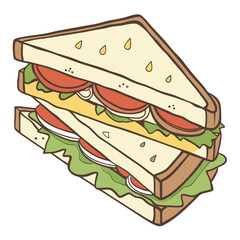 Deliciously stacked triple decker sandwich filled with fresh ingredients and toasted bread