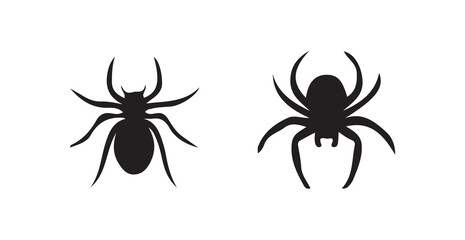 Spider black silhouette vector, Simple silhouette Design vector icon with white background, Scary and dangerous spider with big paws, vector illustration eps 10.
