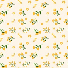 Fototapeta premium Yellow Floral Pattern – Minimal Botanical