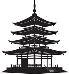 Ancient Japanese Pagoda Icon Silhouette | Black Vector Temple Illustration