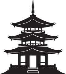 Ancient Japanese Pagoda Icon Silhouette | Black Vector Temple Illustration