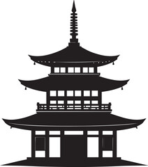 Ancient Japanese Pagoda Icon Silhouette | Black Vector Temple Illustration