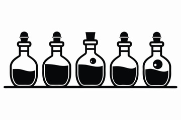 Photo Composition of Various Potion Bottles with Labels
