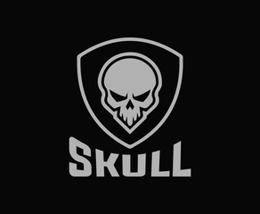  Skull in Shield Emblem Vector
