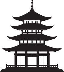 Ancient Japanese Pagoda Icon Silhouette | Black Vector Temple Illustration