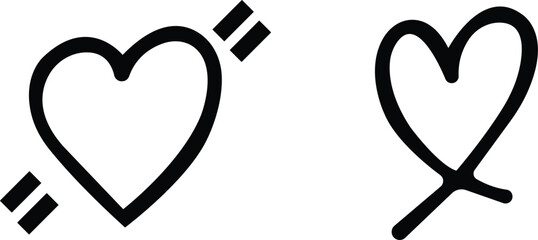 Art & IllustrationHeart icon set.Collection of heart illustration with different style. Heart shape Isolated on white background.A flat color heart set icon editable. Grunge rough brush stroke romance