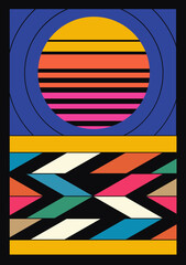 Abstract geometric background. Bauhaus, Memphis minimalist retro poster graphic vector illustration.