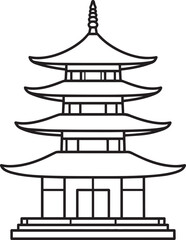Ancient Japanese Pagoda Icon Silhouette | Black Vector Temple Illustration