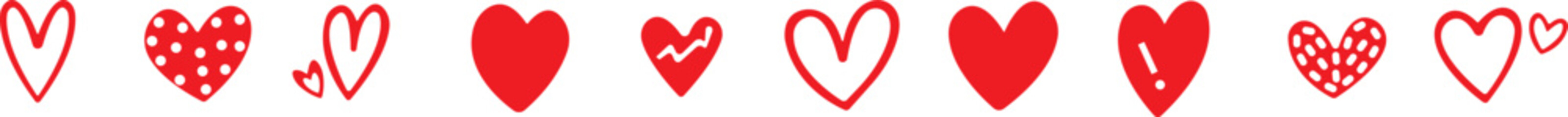 Art & IllustrationHeart icon set.Collection of heart illustration with different style. Heart shape Isolated on white background.A flat color heart set icon editable. Grunge rough brush stroke romance