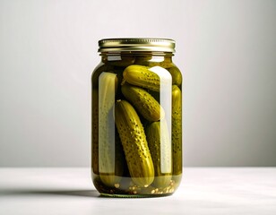 Jar of pickles in a clear glass jar