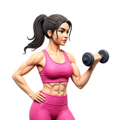 Young Woman Performing Bicep Curls with Dumbbell