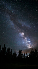Fototapeta premium Milky Way Galaxy Above Forest Silhouette