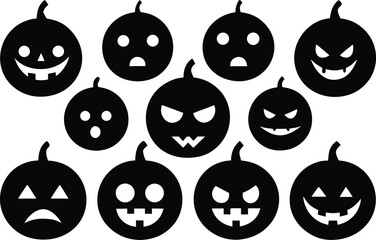 Set of Ten Unique Jack O' Lantern Faces