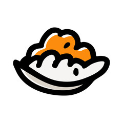 Fototapeta premium Dumpling Delight: Stylized Asian Food Icon with Bold Outline and Vibrant Fill