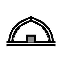 Fototapeta premium Clean Geometric Black Archway with Grey Square Element Minimalist Vector Graphic